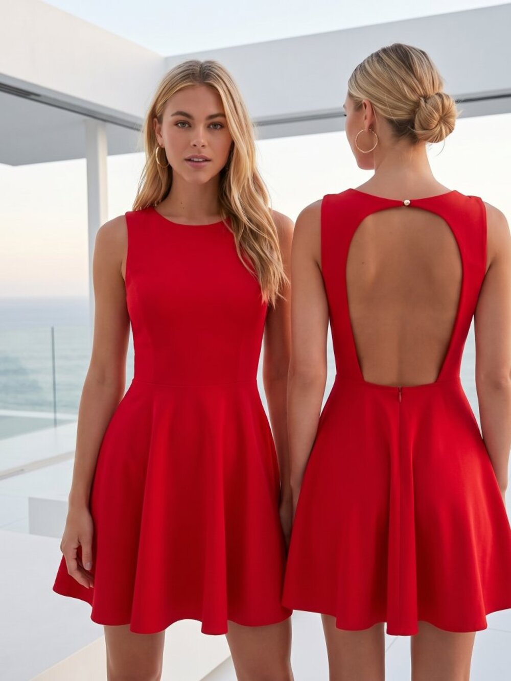NWT LULU'S red skater dress mini backless S